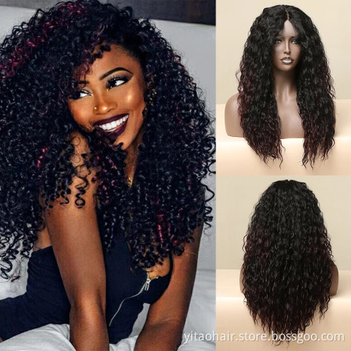 Water wave  lace front  Wig Heat Resist Fiber Soft Long water curly wave  Wig For Black Women Synthetic curly  Lace Front Wigs